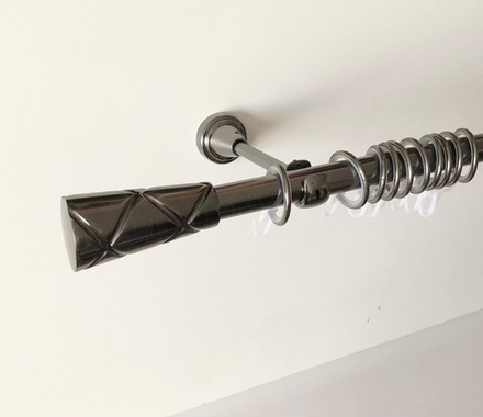 Карниз для штор "Трапеция" d19 мм однорядный, цвет черный никель