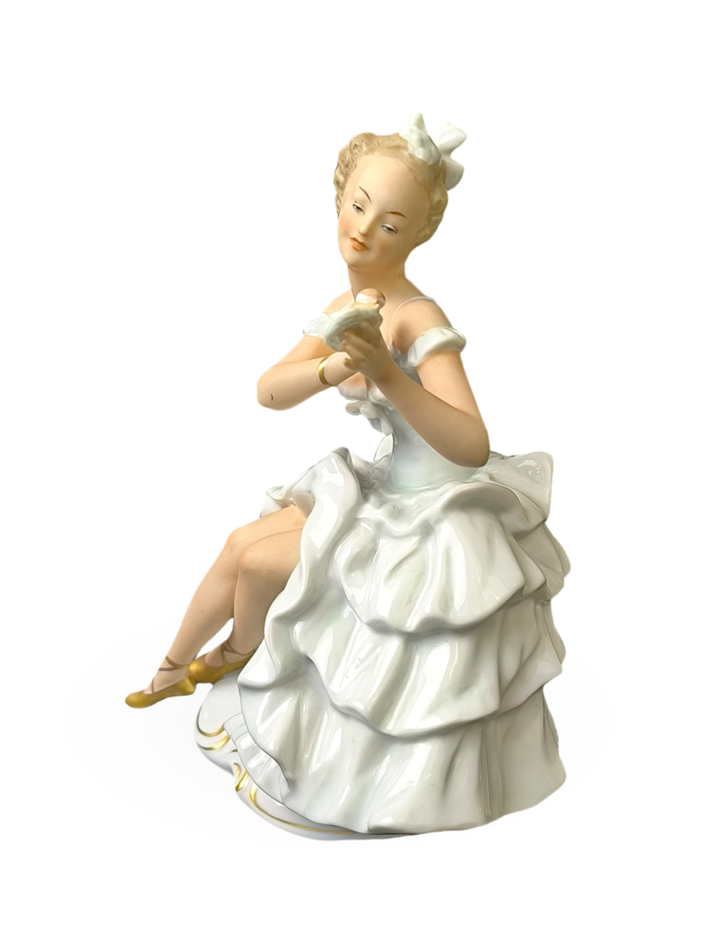 Фарфоровая статуэтка "Балерина с зеркалом" Wallendorf