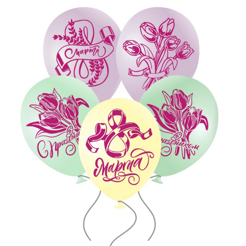 Шар 12" Ассорти 8 марта, макарунс ЗБ 10 шт