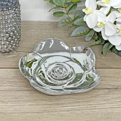 Подставка керамическая «GOLD Podarok», пион, цвет серебро, 17*17см (упаковка индив. пленка)