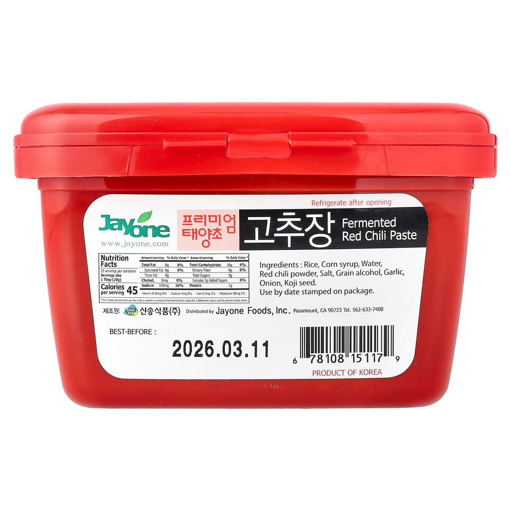 Jayone, ферментированная паста из красного чили, 500 г (1,1 фунта)