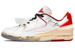 OFF-WHITE x Jordan Air Jordan 2 Retro Low SP "White and Varsity Red" deconstructed shock absorption, non-slip, lightweight, low-cut retro basketball shoes for men and women with the same style of white and red