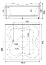 Акриловая ванна Gemy 187х187 G9089 O R с гидромассажем