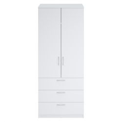 Шкаф гардеробный 900 с ящиками Париж (белый), МФ 1+1