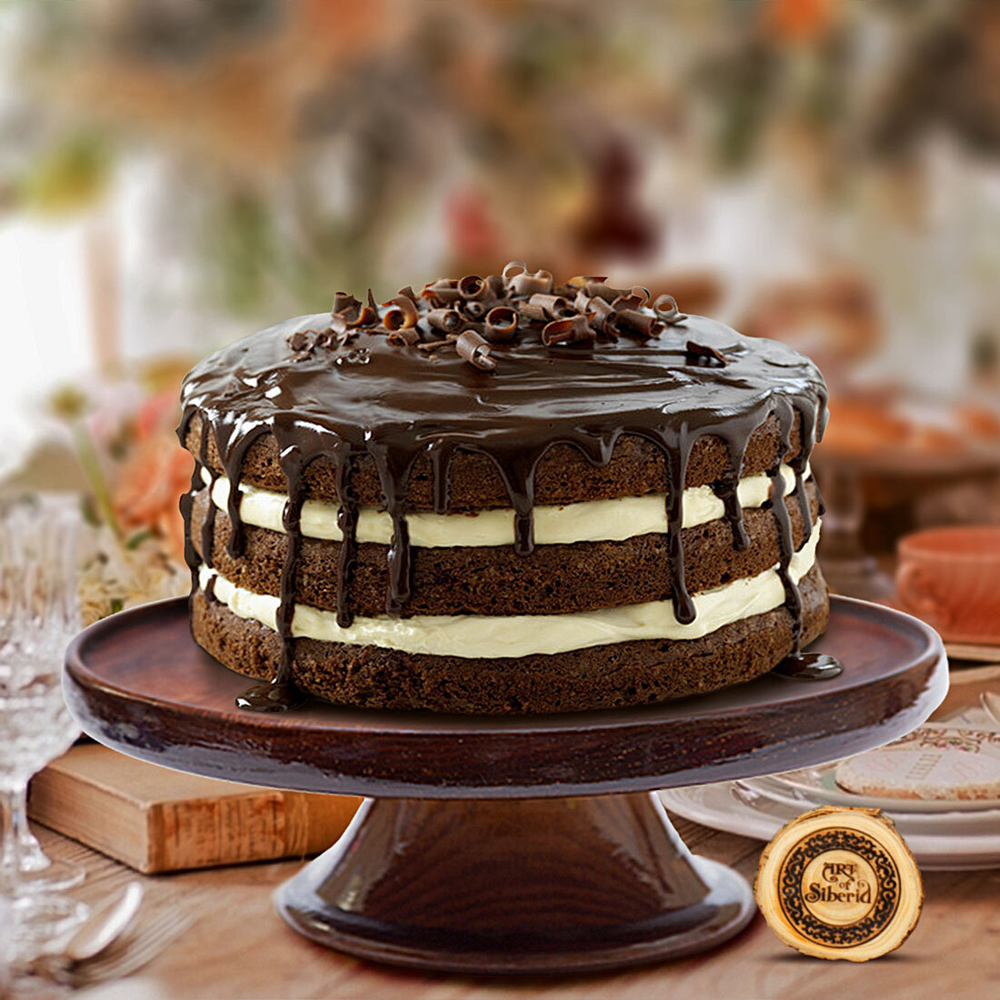 Деревянная тортница, подставка для копкейков и тортов из сибирского кедра 260мм. TR4