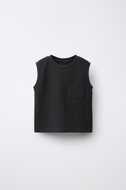 ZARA ОДНОТОННАЯ ФУТБОЛКА С КАРМАНОМ, АНТРАЦИТОВО-СЕРЫЙ
