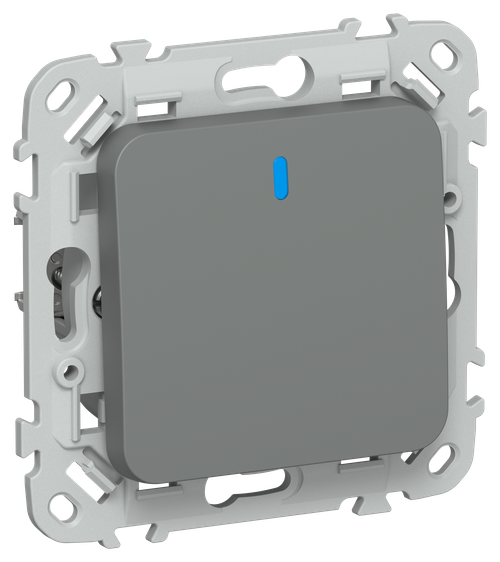 FLITE Выключатель 1-клавишный проходной с индикацией 10А ВС61-1-1-ФлМА мокрый асфальт IEK