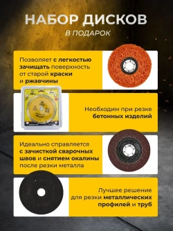 Болгарка аккумуляторная с регулировкой оборотов, УШМ аккумуляторная, с комплектом дисков, 2 АКБ
