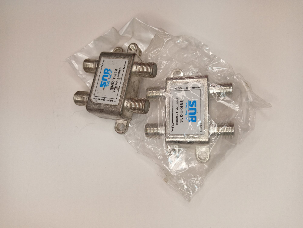 Ответвитель абонентский SNR-T-214 на 2 отвода, вносимое затухание IN-TAP 14dB.