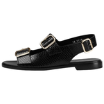 DOUCAL"S Python One Strap Sandals Women"s Black