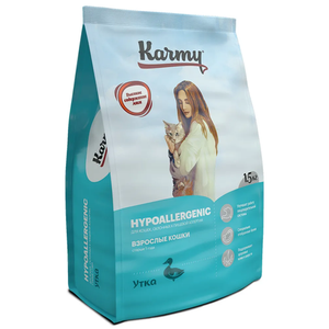 Сухой корм Karmy Hypoallergenic для для взрослых кошек, склонных к пищевой аллергии, с уткой