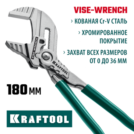 KRAFTOOL Vise-Wrench, 180 мм, клещи переставные-гаечный ключ (22063)
