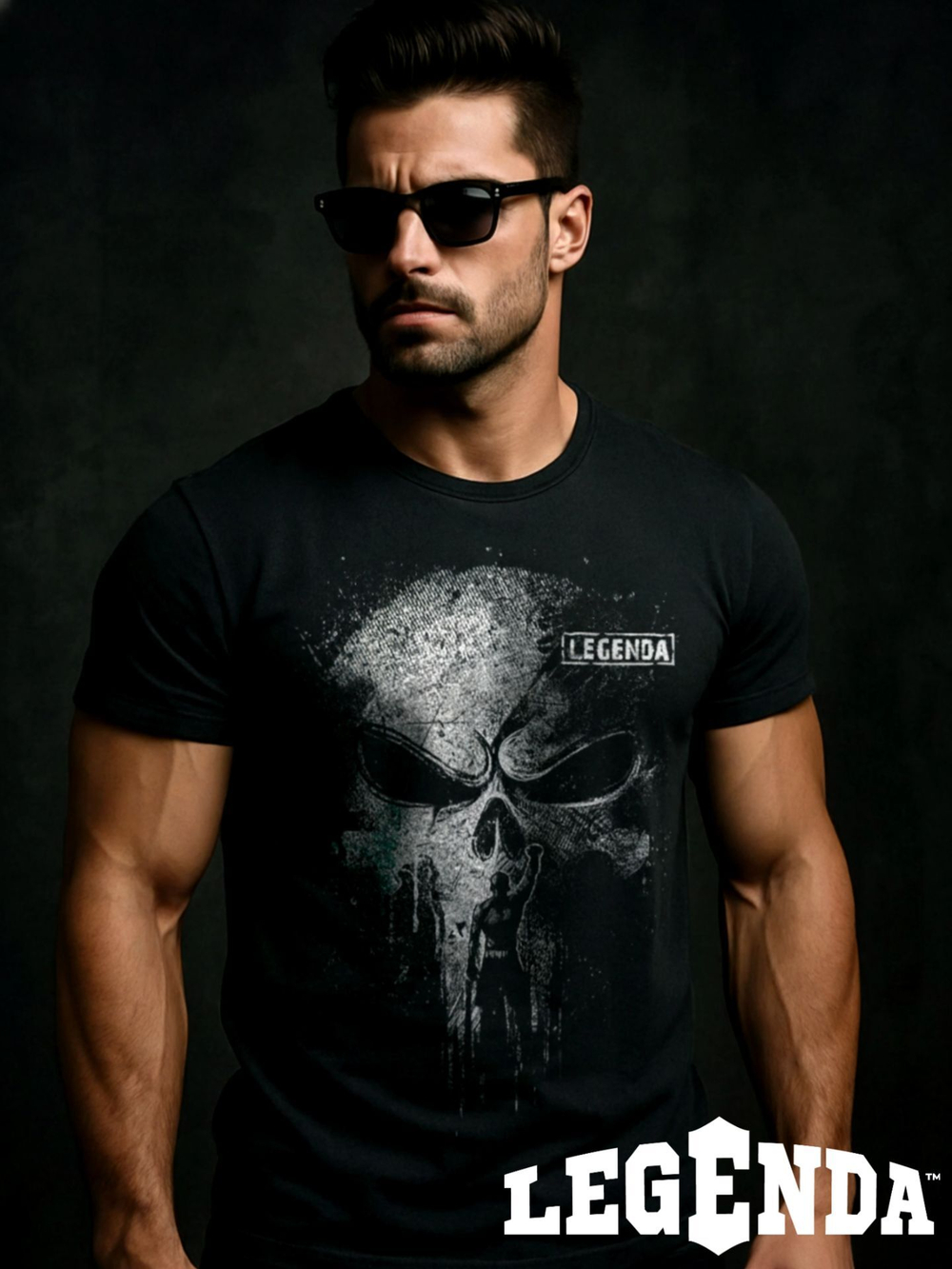 Футболка тренировочная Череп Каратель черная