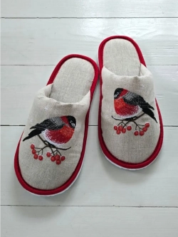 Льняные тапочки Снегири