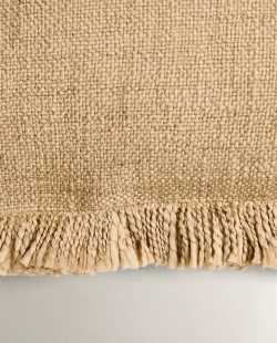 ZARA HOME НАВОЛОЧКА ДЛЯ ДЕКОРАТИВНОЙ ПОДУШКИ С БАХРОМОЙ, ПЕСОЧНЫЙ