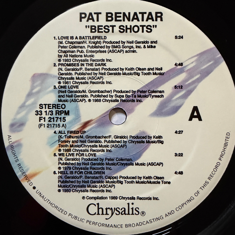 Pat Benatar ‎– Best Shots (США 1989г.) Т