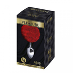 Анальный плаг Alive Fluffy красный M: 8х3,5 см