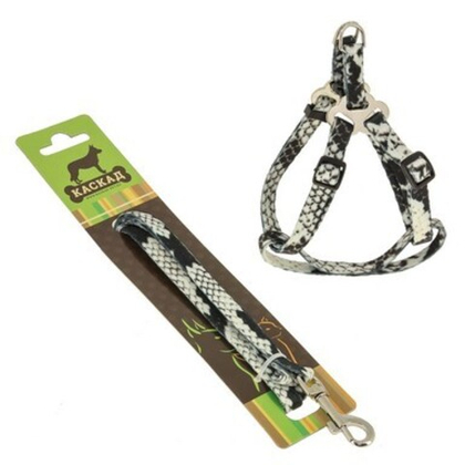 КАСКАД Шлейка быстросъемная + поводок для собак и кошек, 15 мм, змеиный