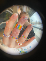 rainbow flower rings set