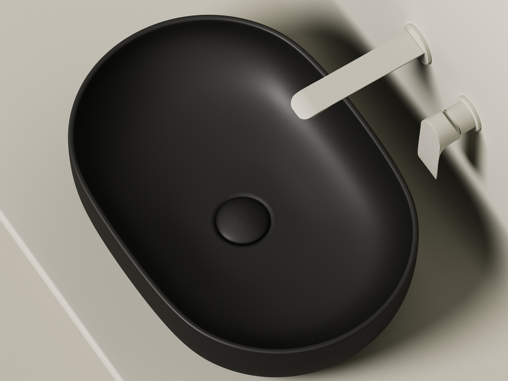 Умывальник чаша накладная овальная (цвет Черный Матовый) Element 600x415x135мм