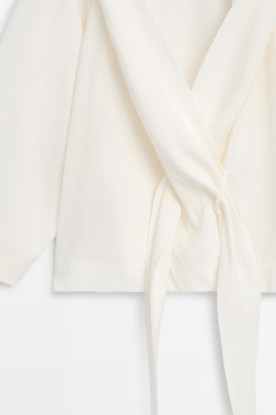 Massimo Dutti Струящаяся льняная рубашка с завязками, белый
