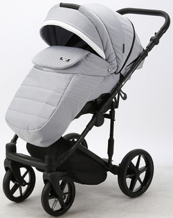 Детская коляска Adamex Rimini 2 в 1 RI27-LUX ГОЛУБ.ЖАККАРД+СИН.ПЕРЛ.КОЖА+БЕЛ.ОТДЕЛКА