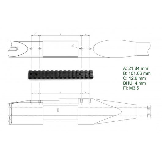 Планка APEL на Mauser M12 E=101,7 - Picatinny (83-00098)