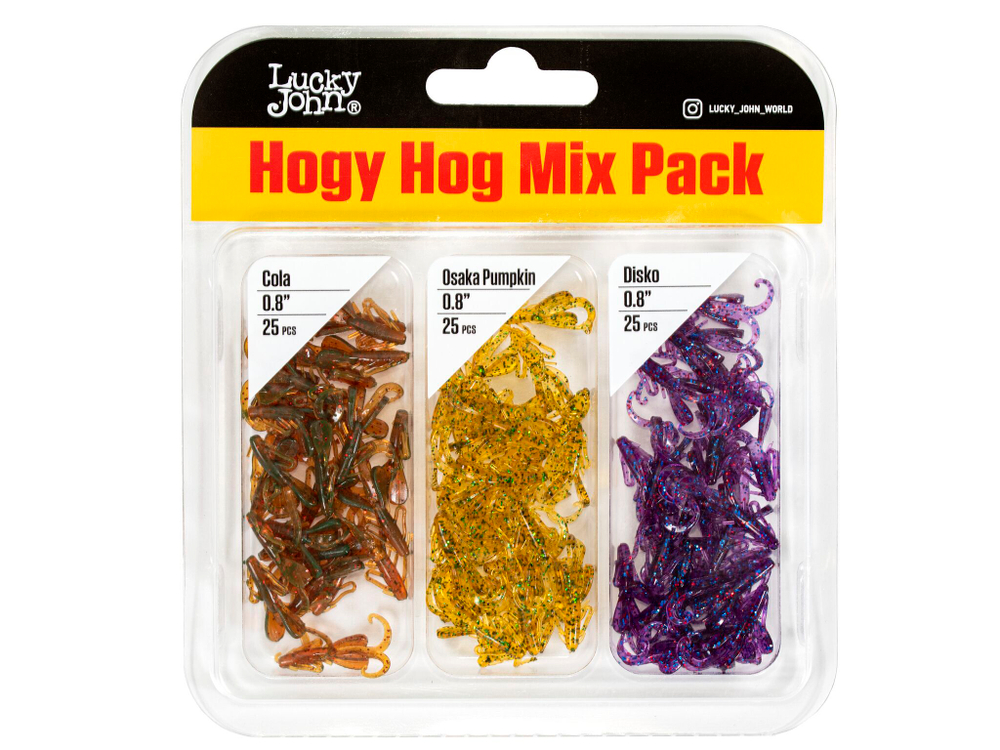 Набор съедобных приманок Lucky John HOGY HOG 0.8in (20 мм), 75 шт.
