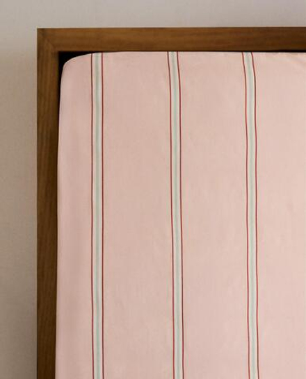 Простыня на резинке Zara Home, хлопок 100%, в полоску, 1612/900