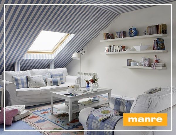 Варианты отделки стен в мансарде.