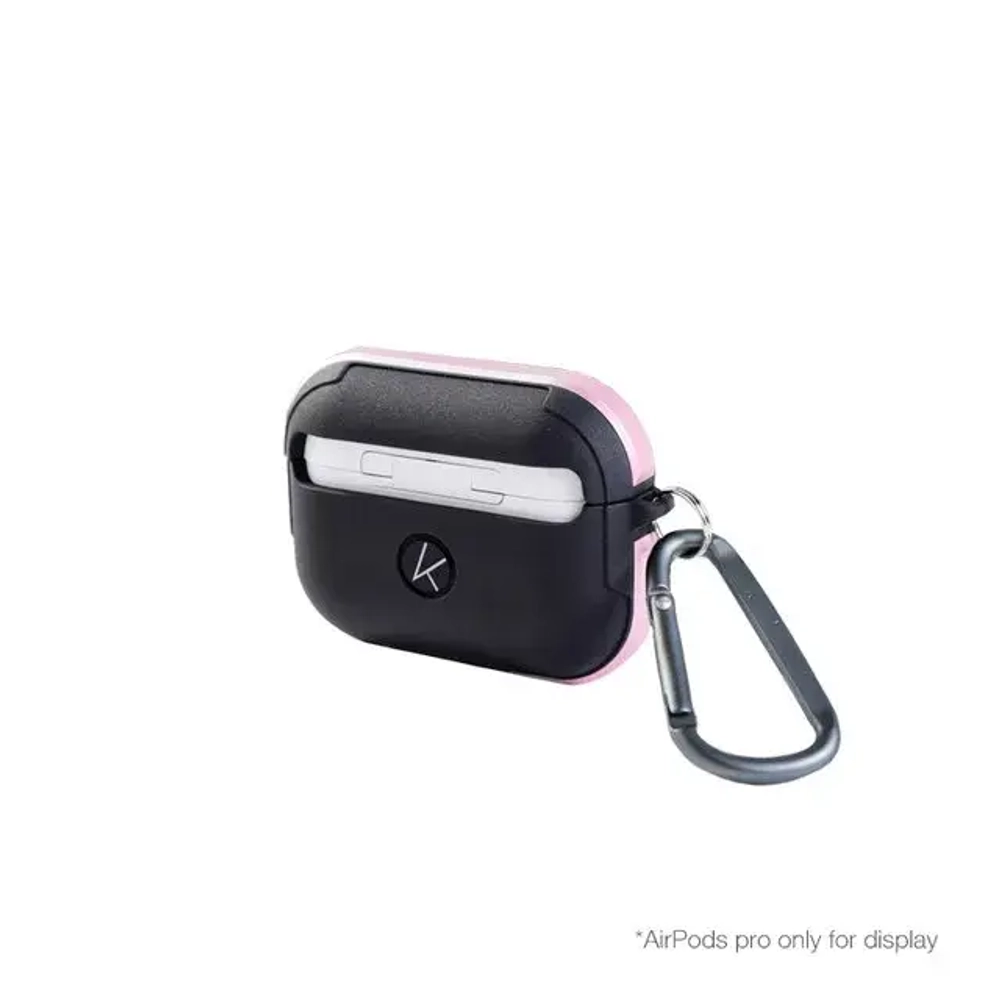 Чехол K-Doo Protective Case для AirPods 3 силиконовый с карабином (черный/розовый бампер)