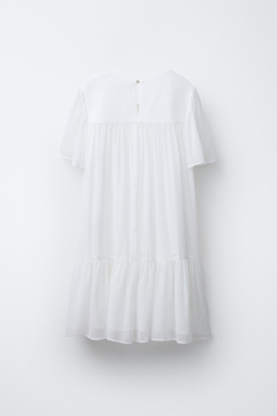 ZARA ПЛАТЬЕ СО СТРАЗАМИ, ЭКРЮ