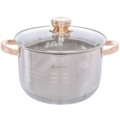 Кастрюля нерж, 6.5 л, с крыш, Daniks, Вена, SD-Т87-24, индукц