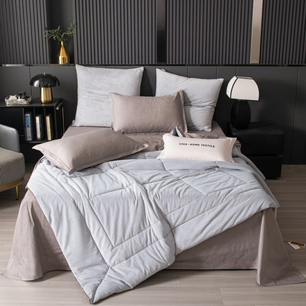 КПБ на резинке Сатин Velouria Luxe с Одеялом VLR008, Евро, 4 наволочки, простынь 140*200*25