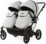 Детская коляска для двойни Adamex Leo Duo Deluxe 3 в 1 DUO-SA3 (СВ.СЕРАЯ КОЖА)