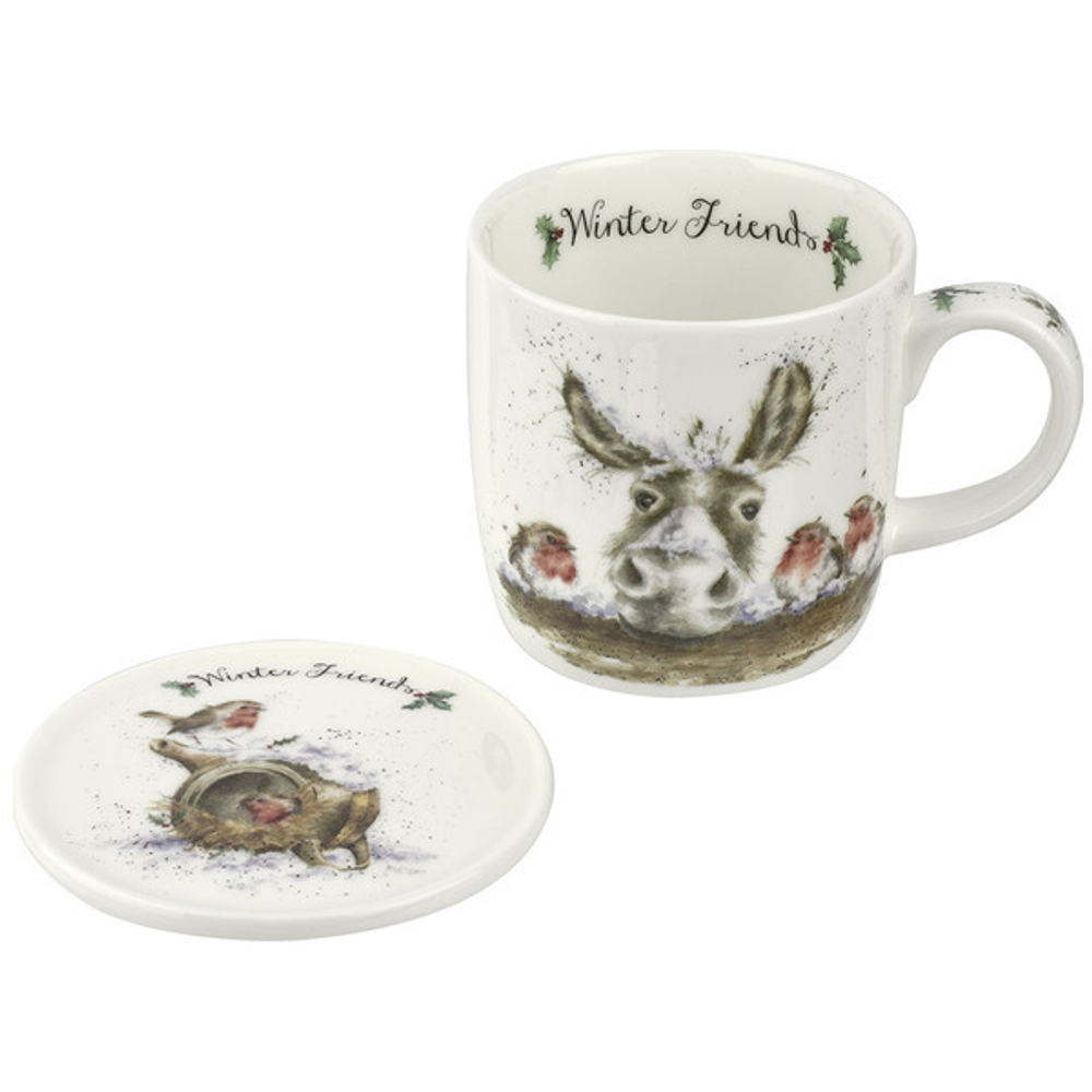 Набор из кружки и подставки 310мл Осел и малиновка Royal Worcester