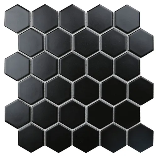 Керамическая мозаика Hexagon small Black матовая