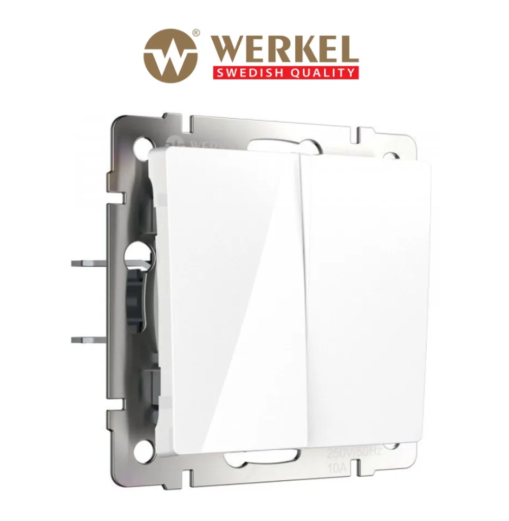 WERKEL Выключатель двухклавишный проходный (белый) W1122001