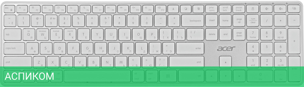 Клавиатура Acer OKR301 белый/серебристый (ZL.KBDEE.015)