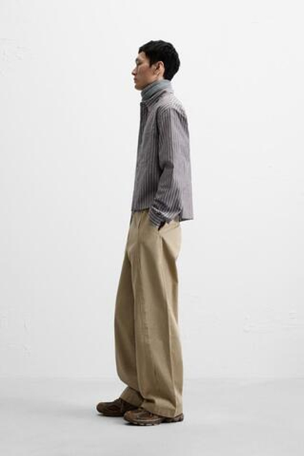 ZARA РУБАШКА CROPPED-FIT В ПОЛОСКУ, ПОЛОСКИ
