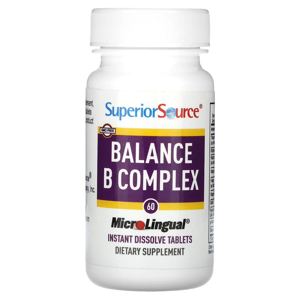 Superior Source, Balance B Complex, комплекс витаминов группы B, 60 быстрорастворимых таблеток MicroLingual