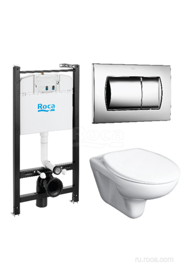 ПЭК Roca Mateo Pack 893100010 подвесной унитаз + инсталляция + кнопка + сиденье