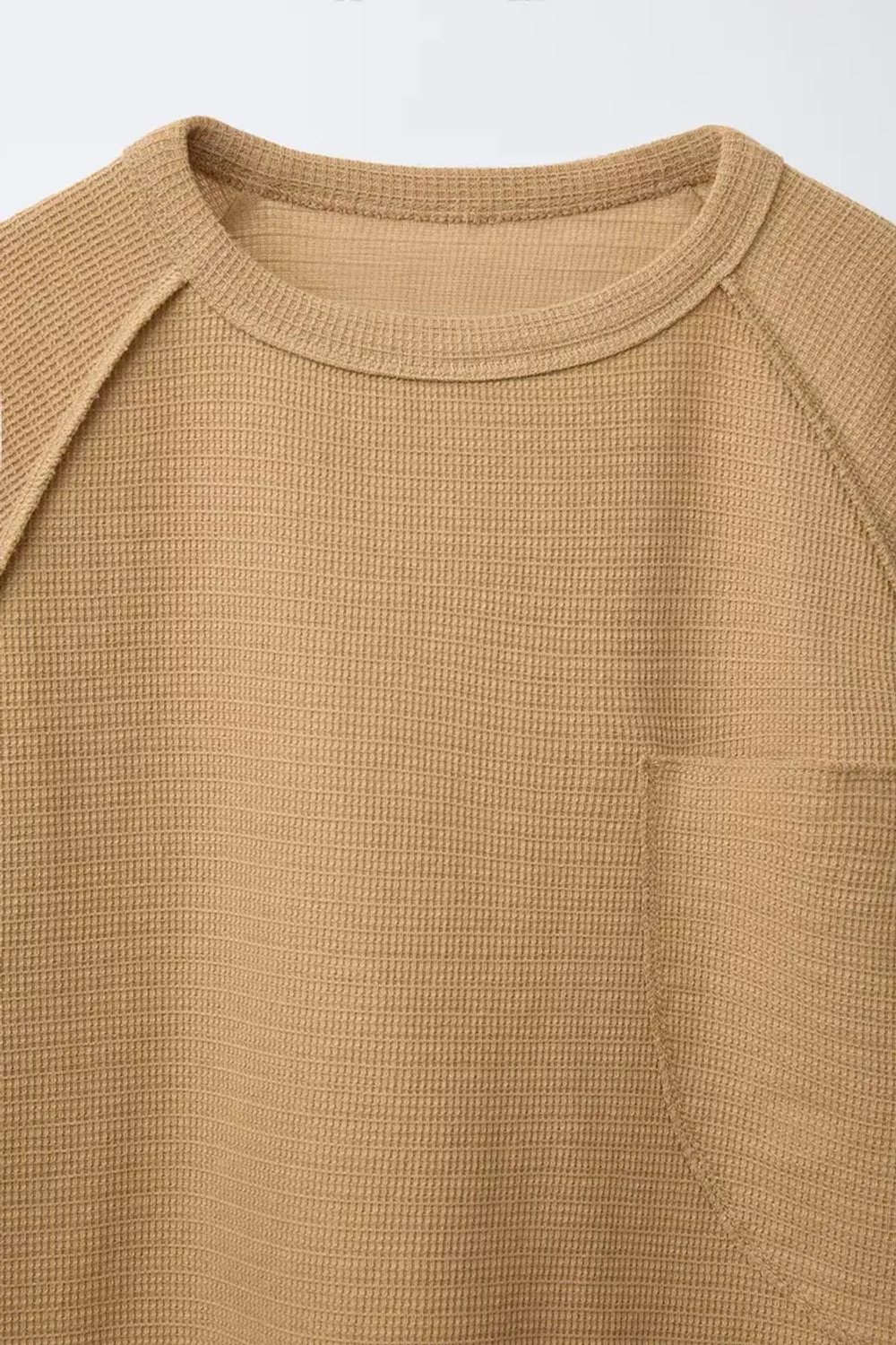 ZARA ФУТБОЛКА ИЗ РЕЛЬЕФНОЙ ТКАНИ С КАРМАНОМ, КАРАМЕЛЬНЫЙ