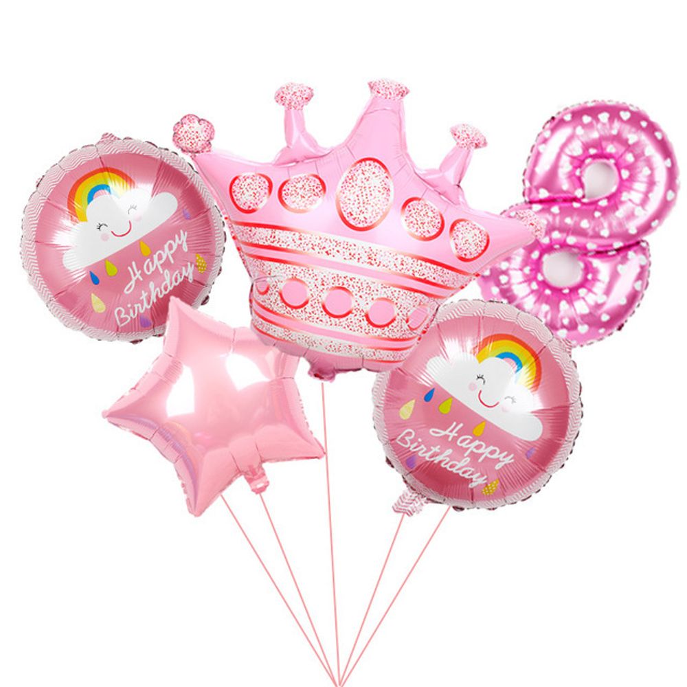 Шар (40"/102 см) Цифра, 8, Сердечки, Розовый, в упаковке 1 шт.