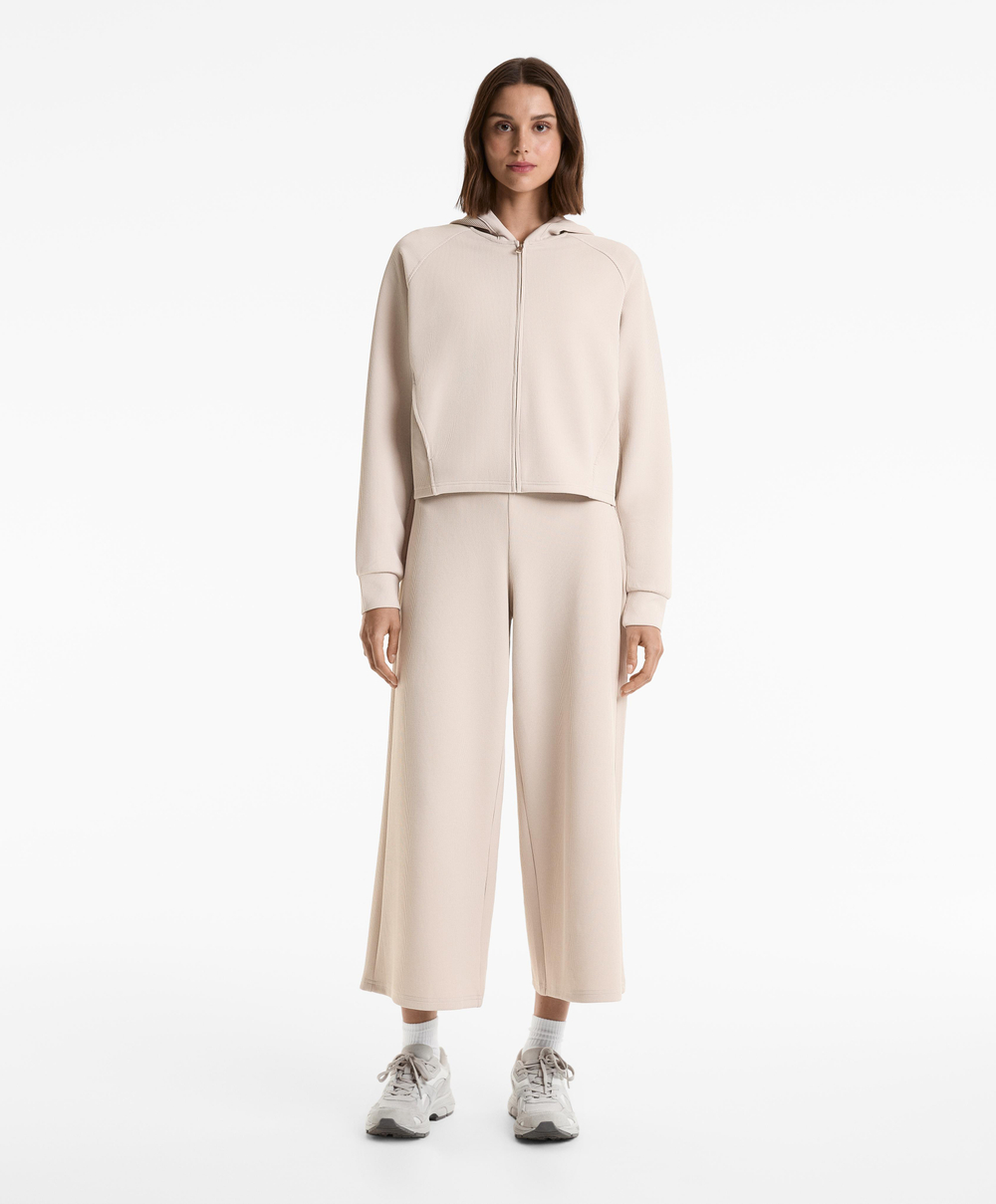 OYSHO Брюки широкого кроя в рубчик, норка