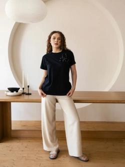 Футболка нарядная оверсайз с цветами