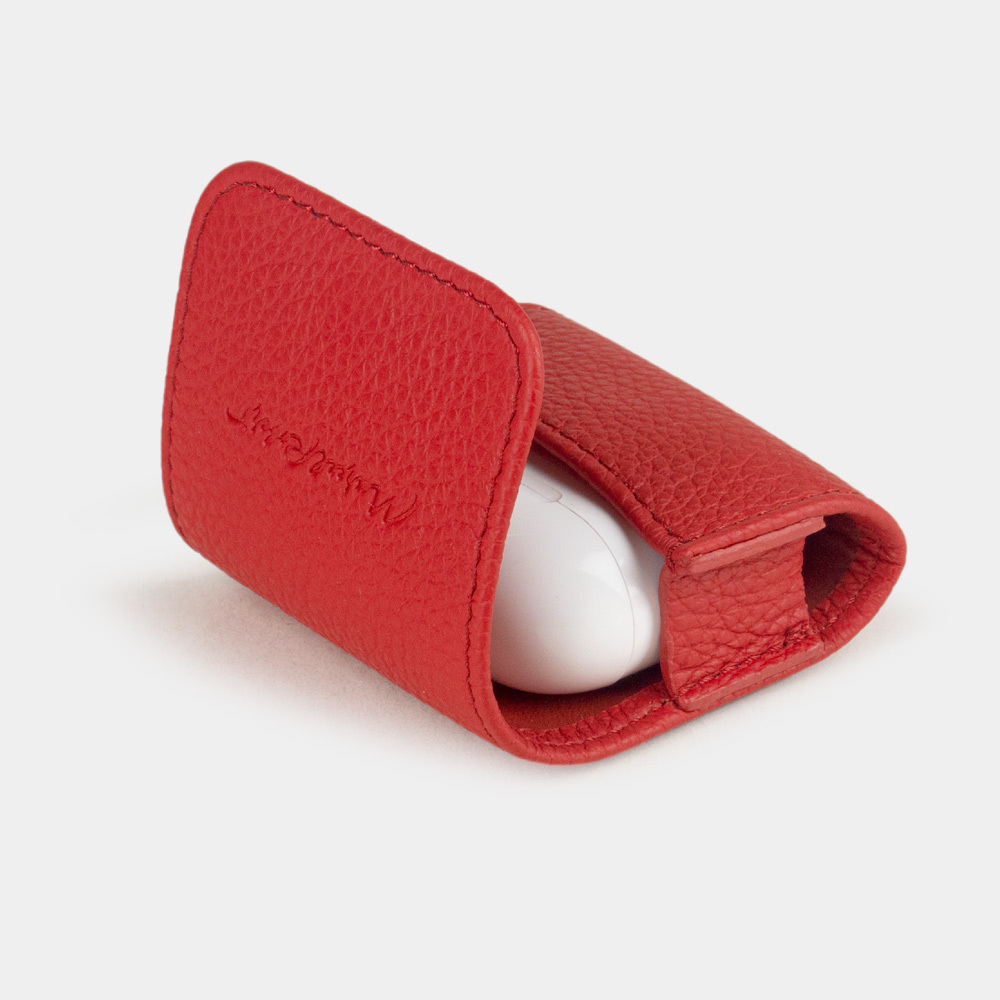 Чехол для наушников AirPods 3 из кожи теленка, красного цвета