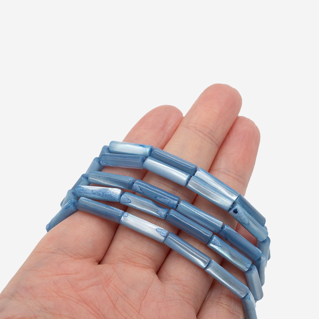 Перламутр морских ракушек, оттенок "Голубой", трубочки 4*14мм