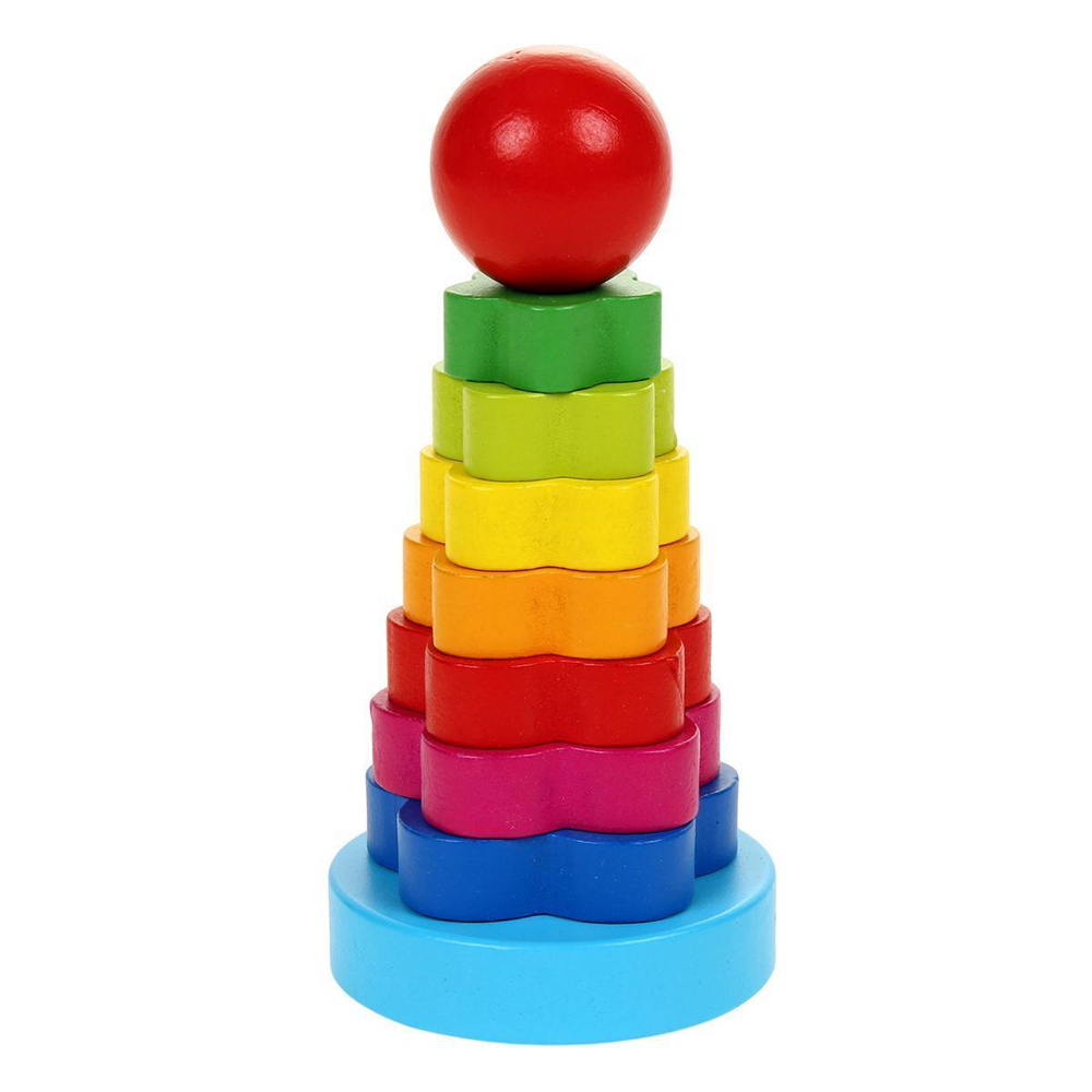 Пирамидка дер. "Цветочек" 7 колец+ основание, C-41693