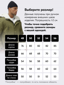 Парка мужская зимняя удлиненная с мехом хаки цвета 8755Kh